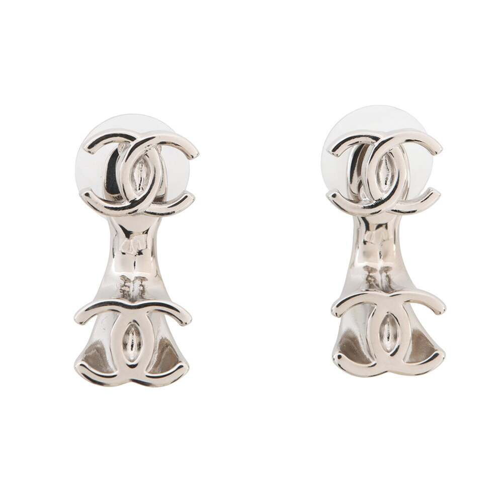 Chanel Cc Logo Earrings Silver-Tone #299780C14B